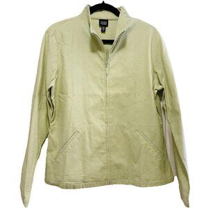 EILEEN FISHER Yellow/Green Waffle Knit Full Zip Up Light Jacket Sz M NWOT